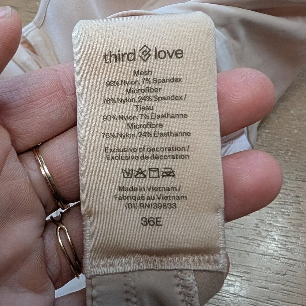ThirdLove 36E Classic Uplift Plunge‎ Underwire Bra nude Everyday Comfort Support